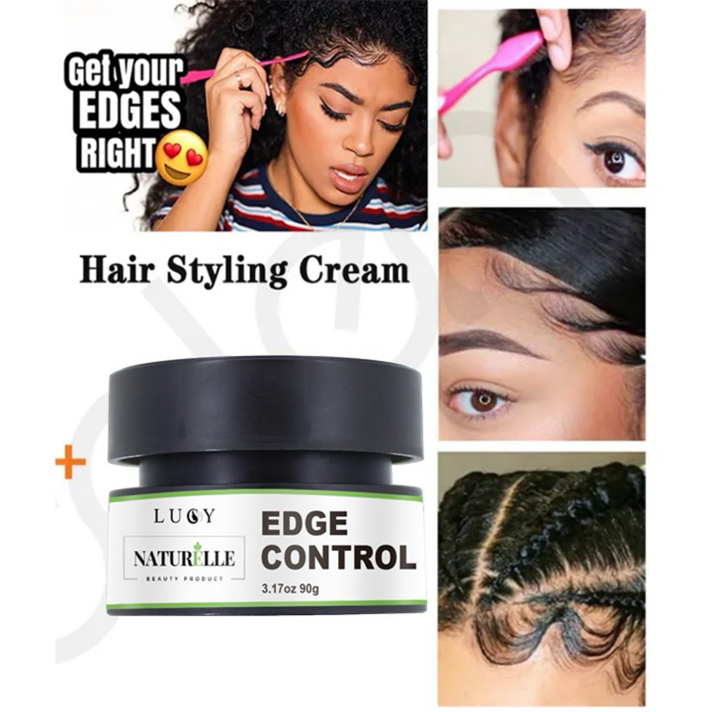 Applying Edge Control hair styling cream for smooth edges